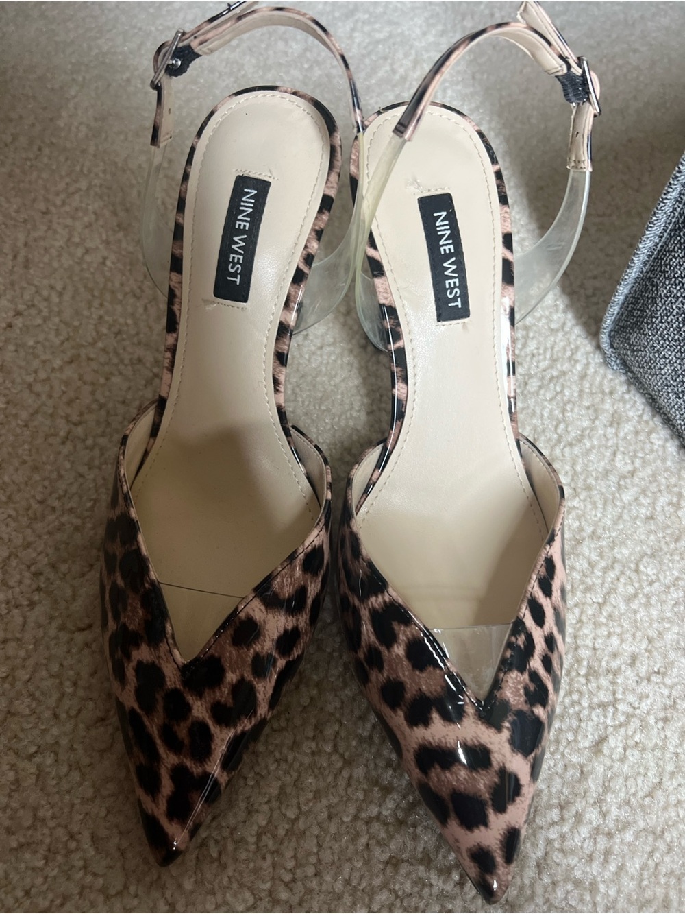 Nine West Leopard Print Pointed Toe Slingbacks - Black/Brown